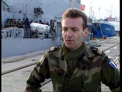 ALBANIA: FIRST FRENCH SOLDIERS ARRIVE AT PORT OF DURRES News Clip