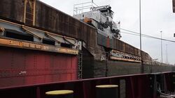 PANAMA TUG TRAIN Stock Footage