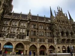 WS View of New Town Hall at Marienplatz/ Munich, Bavaria, Germany Stock Footage