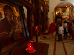 Communion at Melkite Greek Catholic Church in Beruit Stock Footage