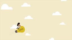 Businessman on a flying lightbulb idea rocket Stock Footage