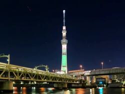 time lapse of Tokyo Sky Tree at night Stock Footage