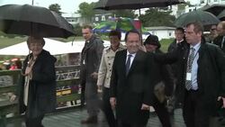 CLEAN : Hollande and Merkel hold meetings on German coast News Clip