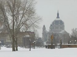 WS Cathedral of Saint Paul in winter / Saint Paul, Minnesota, United States  Stock Footage