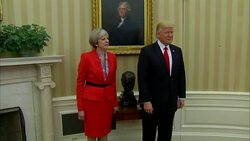 Theresa May and Donald Trump Pose in Oval Office 5 News Clip
