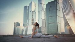 Young Woman Doing Yoga Meditation Exercises at Sunset Stock Footage