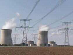 WS View of nuclear power plant / Cattenom, Lorraine, France Stock Footage