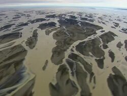 WS AERIAL View of Braided river at Skeidasandur / Iceland Stock Footage