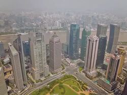 WS T/L Pudong and Bund skyline with Huangpu River / Shanghai,  China Stock Footage