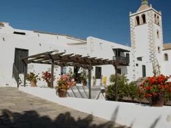 streets and church in Betancuria, Fuerteventura Stock Footage