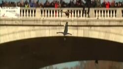 People across Europe take to icy waters for a new year's dip News Clip