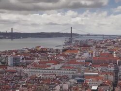 The view from Miradouro da Santa Catarina, Lisbon. Stock Footage