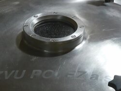 CU Glass portal on brew kettle with condensation visible on glass / Wau, Western Bahr el Ghazal, Sudan  Stock Footage