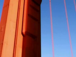 Golden Gate Bridge Tower Pan Up Stock Footage