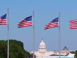 HD SloMo US Capital Flags_3 (720/24P) Stock Footage