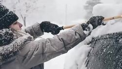 It is snowing outside Stock Footage