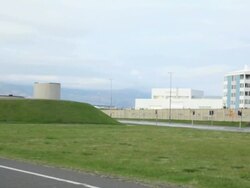 WS PAN  View of bicycle path  /  Reykjavik , Iceland. Stock Footage
