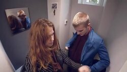 Image Sequence. OUTSIDER IN.Young Couple, Rule Breakers, Dress Up In Tight Space. Stock Footage