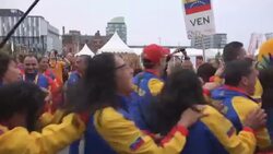 Welcoming Ceremony in Athletes' Village, Toronto, PanAm Games Stock Footage