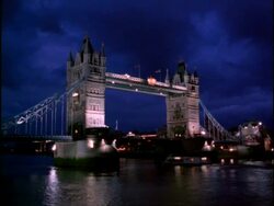 WA View across River Thames to Tower Bridge at night, London Stock Footage