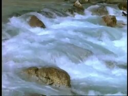 MS Fast water flowing over boulders, creek in Mittenwald, Southern Bavaria, Germany Stock Footage