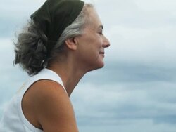 senior woman on a yacht Stock Footage