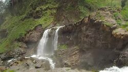 Waterfall inside of Volcano Crater Stock Footage
