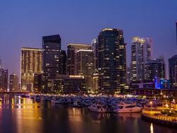 Dubai Marina at night Stock Footage