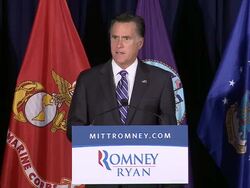 Mitt Romney campaigns with veterans Stock Footage