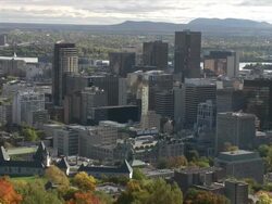 Montreal Sky Line From Mont Royale Stock Footage