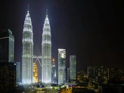  View over Kuala Lumpur City Centre (KLCC) & Petronas Towers, Kuala Lumpur, Malaysia, Stock Footage