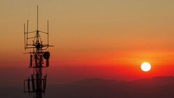Sunset with antenna Stock Footage