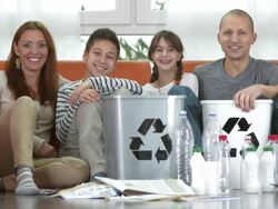 HD DOLLY: Family Sorting Their Rubbish Stock Footage