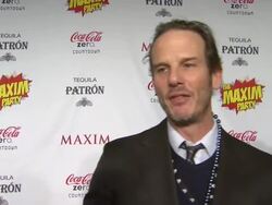 INTERVIEW: Peter Berg with Katie Bayne at Patron Presents The MAXIM Party Featuring Coca-Cola Zero Countdown With Paul Mitchell on 2/4/12 In Indianapolis, IN. Stock Footage