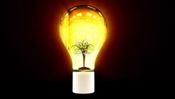 A tree grows within a glowing light bulb. Stock Footage