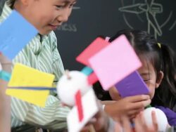 CU Multi Ethnic Group of School Children Making Model Windmills / Richmond, Virgnia, USA Stock Footage