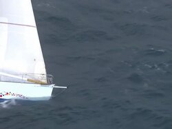 Brokenwood in choppy conditions: the 54ft yacht sailed by Sailors with Disabilities in the 2009 Sydney to Hobart Yacht Race. Skippered by David Pescud, Australia Stock Footage
