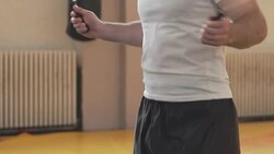 Man skipping rope Stock Footage