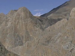 WS View of Cliff mountains / High Himalayas, Upper Dolpo near Tibetan border, Nepal Stock Footage