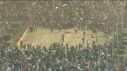 Superior quality shots of clashes between rival groups in square News Clip