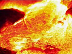 Volcanic lava Flowing at night Stock Footage