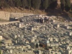 WS View of traditional burial ceremony in cemetery   / Jerualem, Israel Stock Footage
