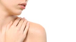 young woman massaging her shoulder Stock Footage