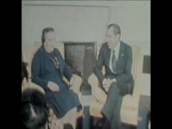 SYND 2-11-73 ISRAELI PRIME MINISTER, GOLDA MEIR MEETS WITH US PRESIDENT RICHARD NIXON News Clip