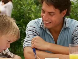 Young Family After Breakfast Stock Footage
