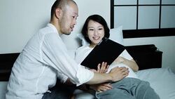 Happy Expectant Couple Having Video Chat Stock Footage