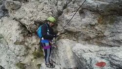 Point of View Video: Via Ferrata on the Alps Stock Footage