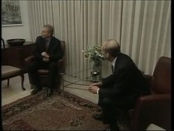 UK PM  Blair meets Israel PM Olmert, joint presser News Clip