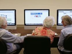 "MS Seniors citizens at computer lab / Laguna Woods, CA, United States " Stock Footage