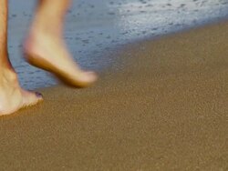 Footsteps In The Sand Then Washed Away - Full HD Stock Footage